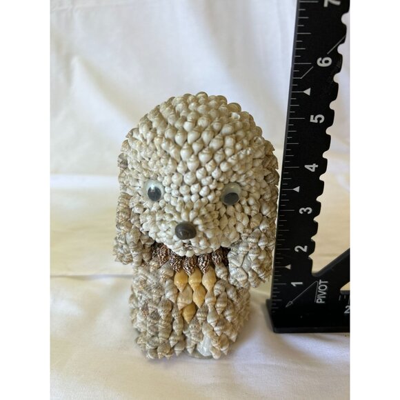 Vintage Handmade Seashell Dog Figurine 5.5" Tall Decorative Coastal Ornament - Picture 2 of 2